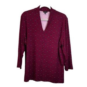 Talbots Top Women's Sz XL Platinum Jersey High Neck Dot  Pullover Career Casual